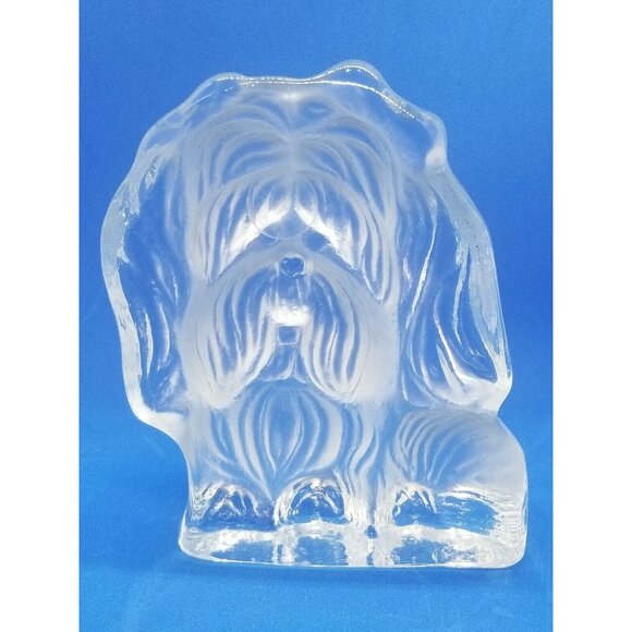 Viking Dalzell Yorkshire Terrier Yorkie Frosted Clear Glass Dog Paperweight - Picture 3 of 6